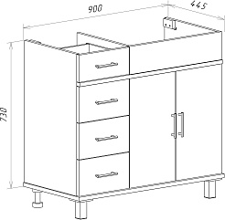Misty Тумба с раковиной Купер 90 R 4 ящика голубая – фотография-2